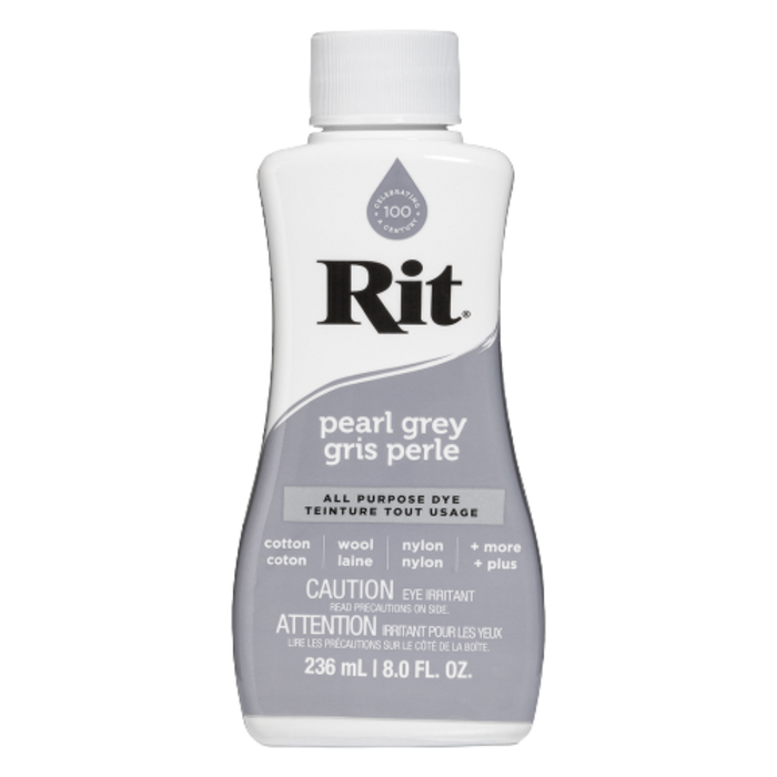Rit dye bottle in pearl grey color on a white background
