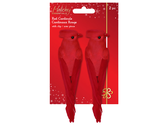 5IN RED CARDINALS - 2 PCS - WITH GATOR CLIP