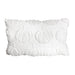 A square white decorative throw pillow featuring a textured raised pumpkin pattern and fringed edges, shown against a plain white background.