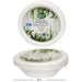 Planet Smart disposable bowls with grass design on the label and dimensions displayed below.