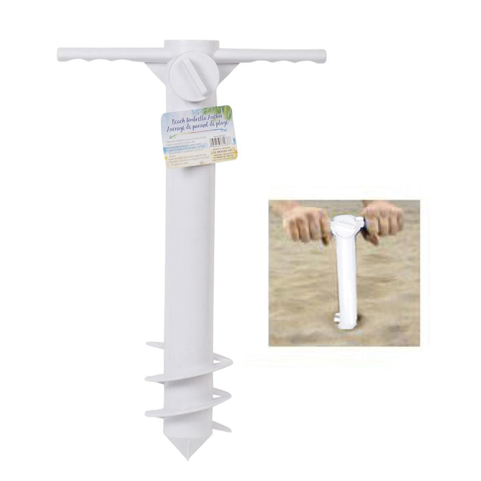 PLASTIC BEACH UMBRELLA ANCHOR-WHITE 9.45" X 15"