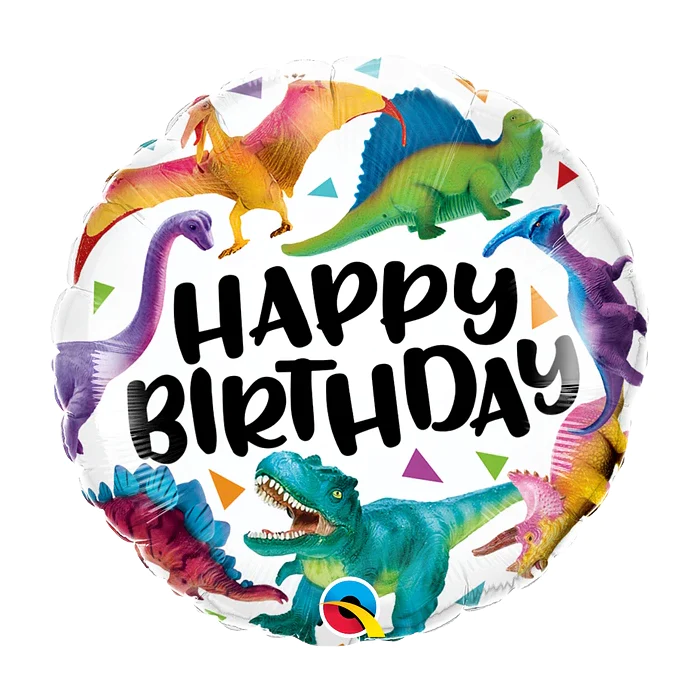 BALLOON FOIL ROUND 18" BIRTHDAY DINO