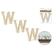 Set of wooden letters 'W' with packaging and a decorative use example on a white background.