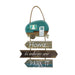 Decorative sign with camper design and text 'Home is where we park it' on a white background