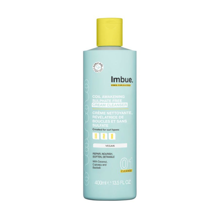 Imbue bottle of cleanser with a yellow cap on a white background
