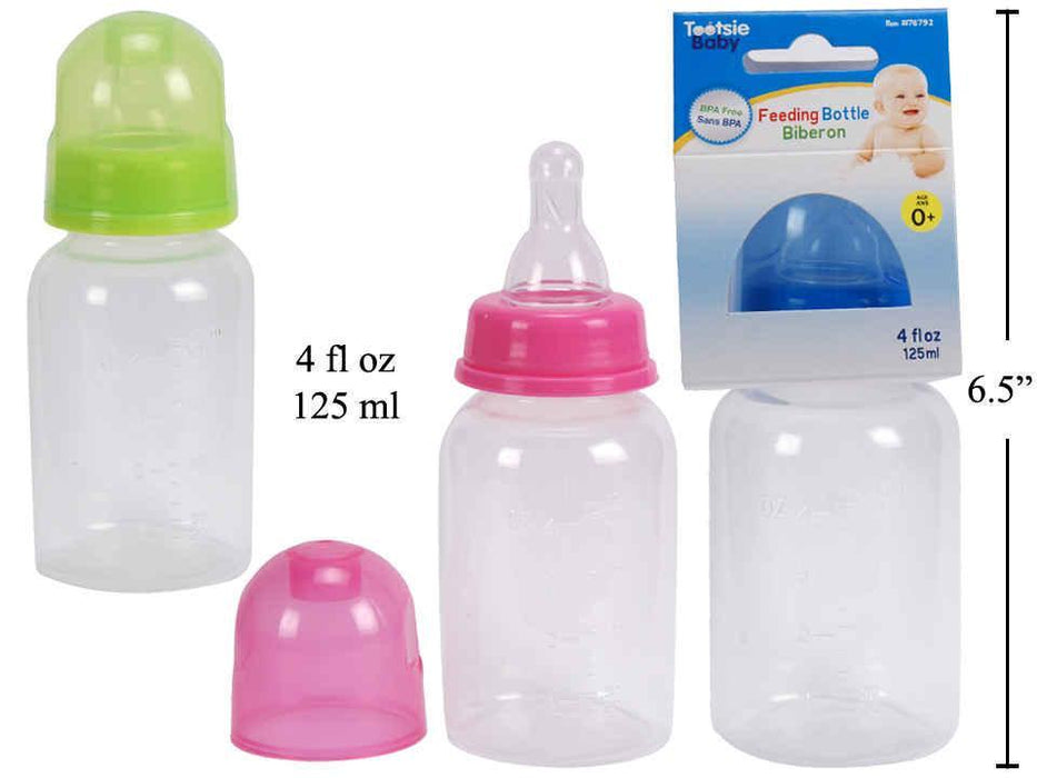 FEEDING BOTTLE CLEAR SILICONE NIPPLE BPA FREE, 4 FL OZ DISC