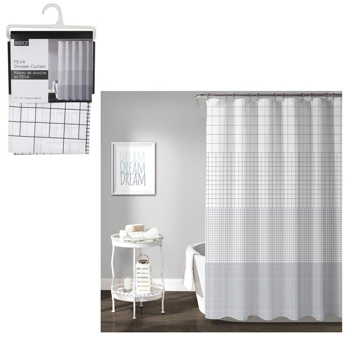 BODICO PEVA SHOWER CURTAIN GREY STRIPE