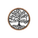 Wood framed metal Tree of Life wall art with intricate black tree design, 15.75 inches