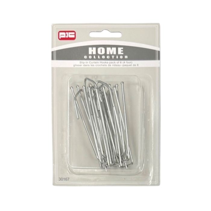CURTAIN SLIP-IN HOOKS 4 FOOT 6PC