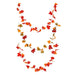 An autumn leaf garland made of artificial maple leaves in shades of red, orange, yellow, and green, arranged in a U-shape on a plain white background.