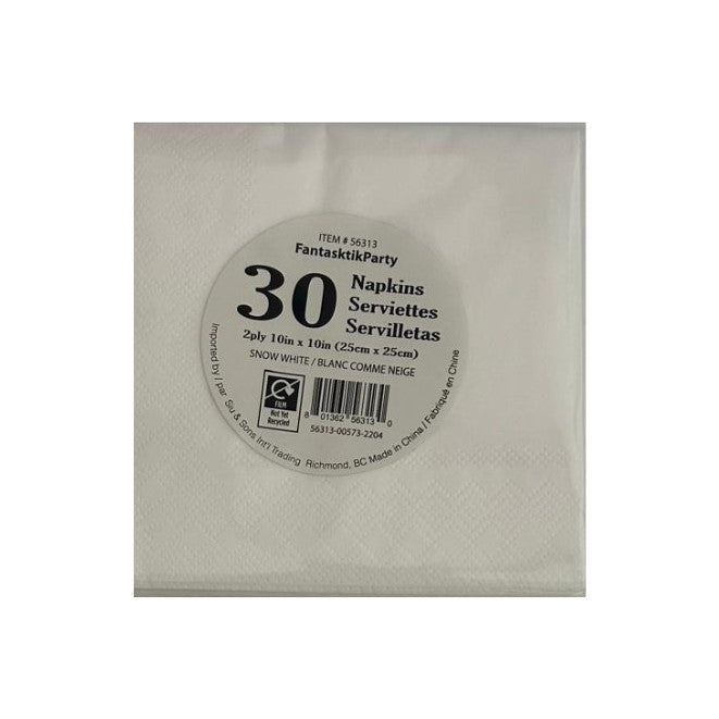 20PK BEVERAGE NAPKINS SNOW WHITE