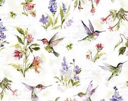 100% COTTON FABRIC - HUMMINGBIRD FLORAL