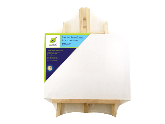 TRIPLE PRIMED CANVAS WITH WOODEN EASEL 9IN X 12IN