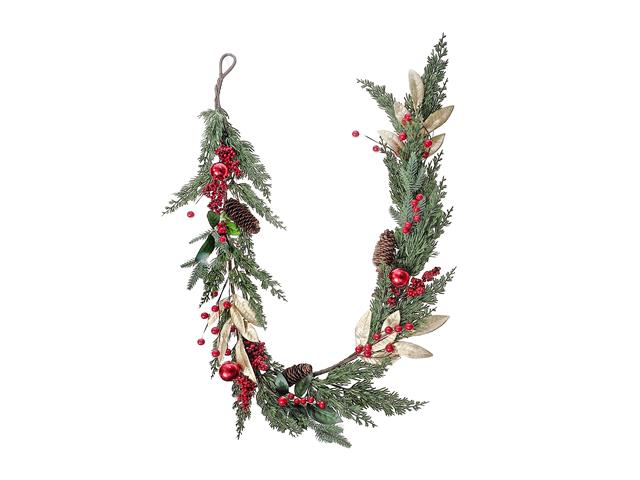 GOLDEN LEAVES WITH BERRIES & PINE GARLAND 59IN