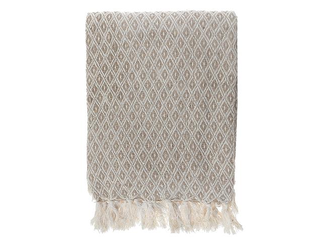 DIAMOND COTTON THROW WITH FRINGE 50X60