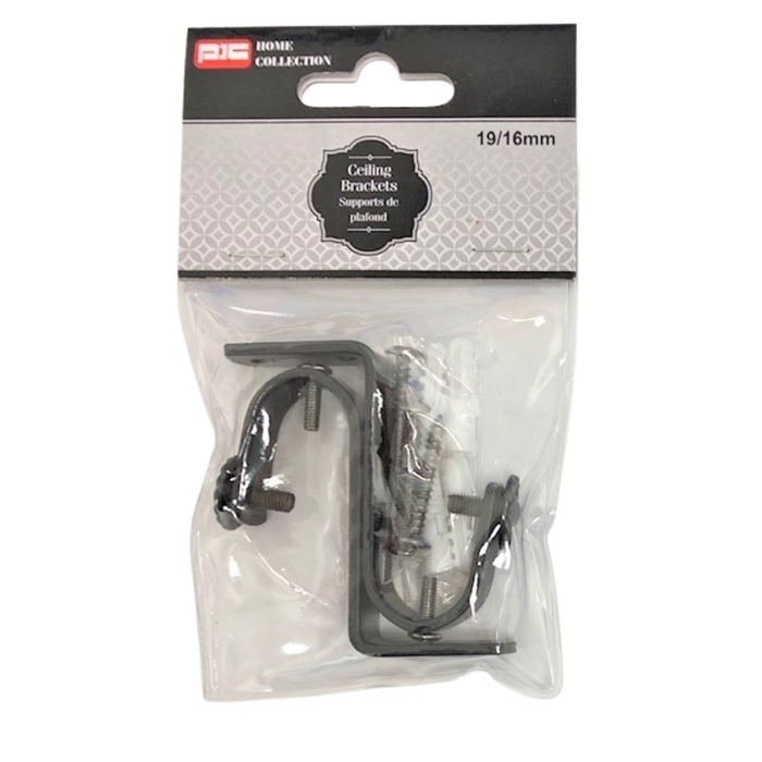 CEILING ROD BRACKETS  BLACK , 19/16MM, 2PK