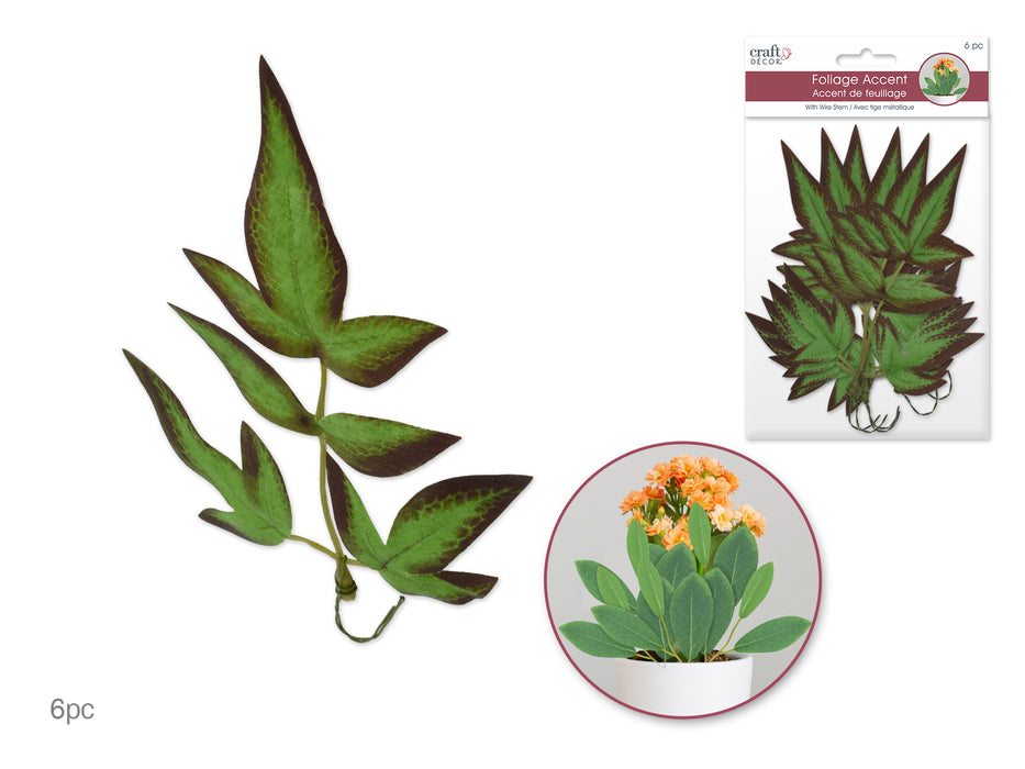 FLORAL GREENERY: FOLIAGE ACCENT PICS 6PC B) PASSION FRUIT LEAVES