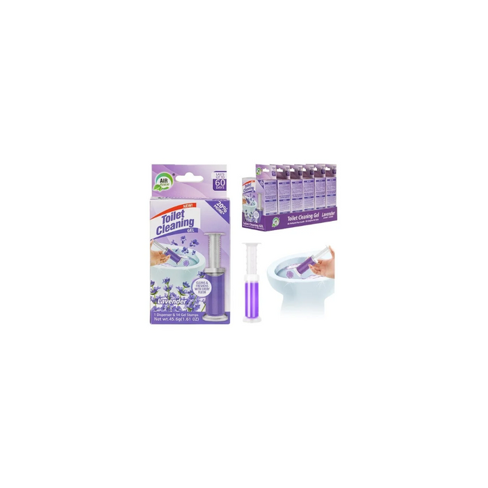 Toilet cleaning product packaging with a white background
