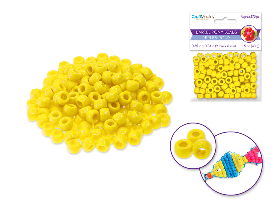 BARREL PONY BEADS 9MMX6MM 175PC