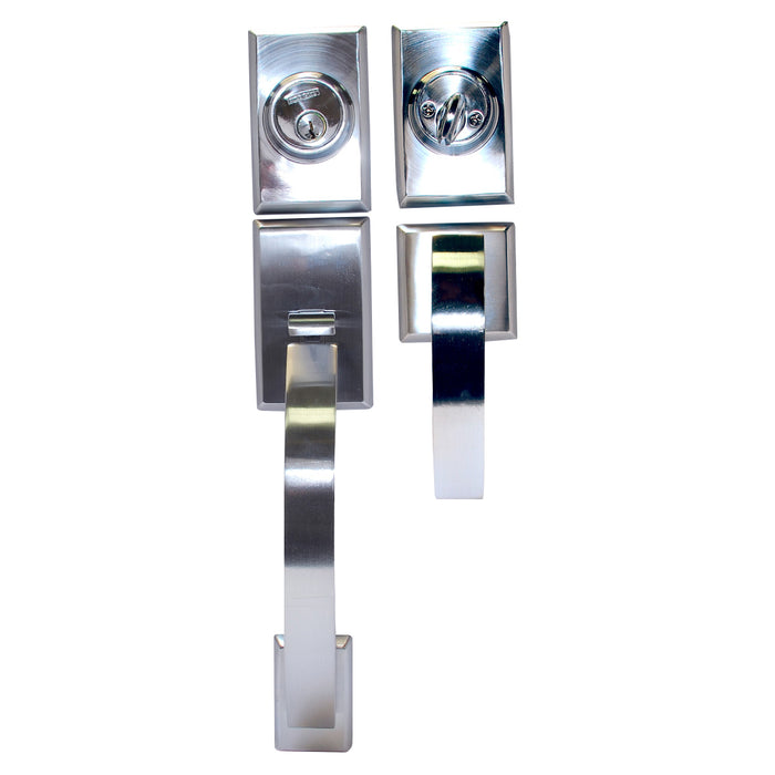 TOUGH GUARD DOOR LOCK GRIP SQUARE SATIN CHROME (ZINC ALLOY)