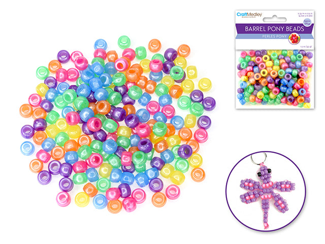 BARREL PONY BEADS 9MMX6MM 175PC