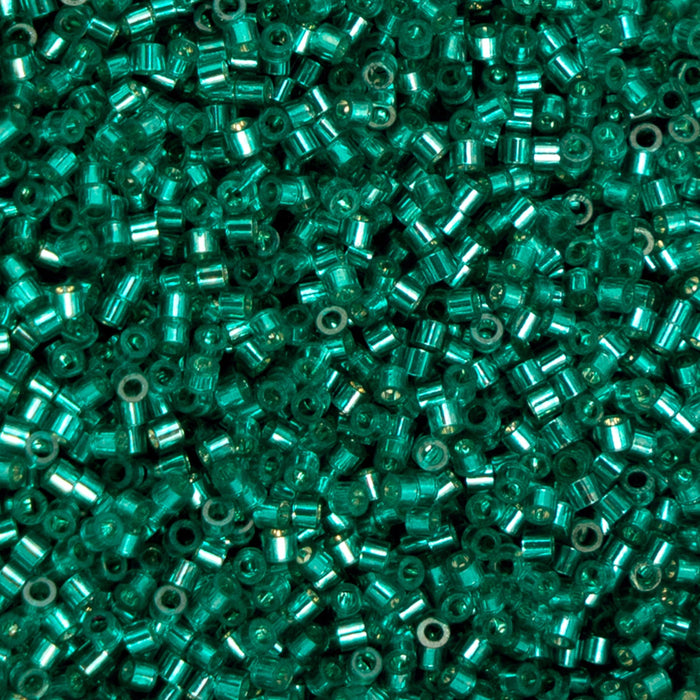 Close-up of teal glass beads
