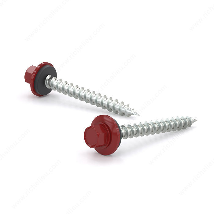 ROOFING SCREW RED-HEX, STEEL/NEOPRENE WASHER #9, 2" 400PK