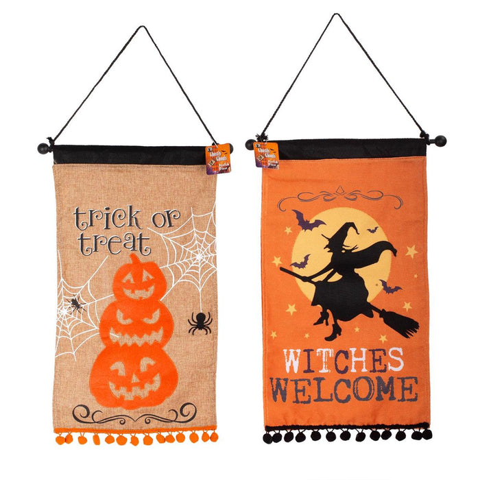 HALLOWEEN 23"x15.75" BURLAP WALL BANNER