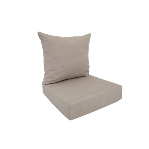 Beige cushioned chair seat and backrest on a white background