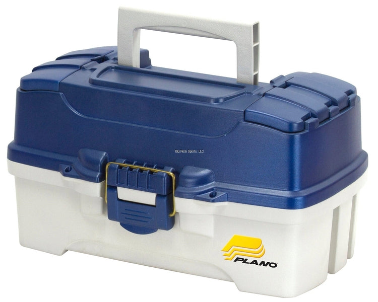 PLANO 2 TRAY TACKLE BOX W/DUAL TOP ACCESS BLUE MET/OFF WHITE
