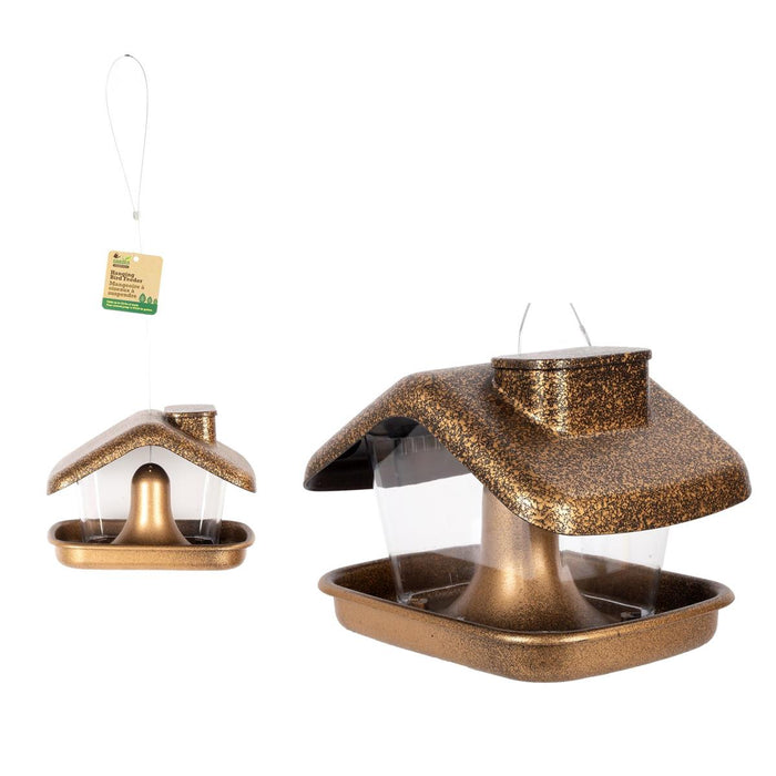 METAL LOOK HANGING BIRD FEEDER