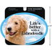 Fun magnet with Labradoodle and text 'Life's better with a Labradoodle' on a blue background.