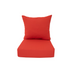 Red cushioned chair on a white background