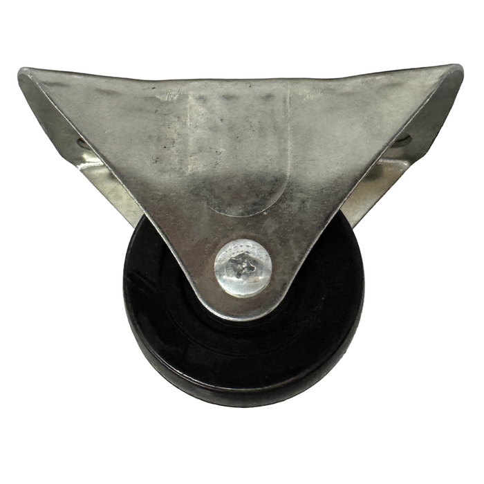 Metal roller with a black wheel on a white background