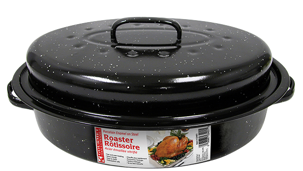 PORCELAIN ENAMEL ON STEEL ROASTER WITH COVER OVAL