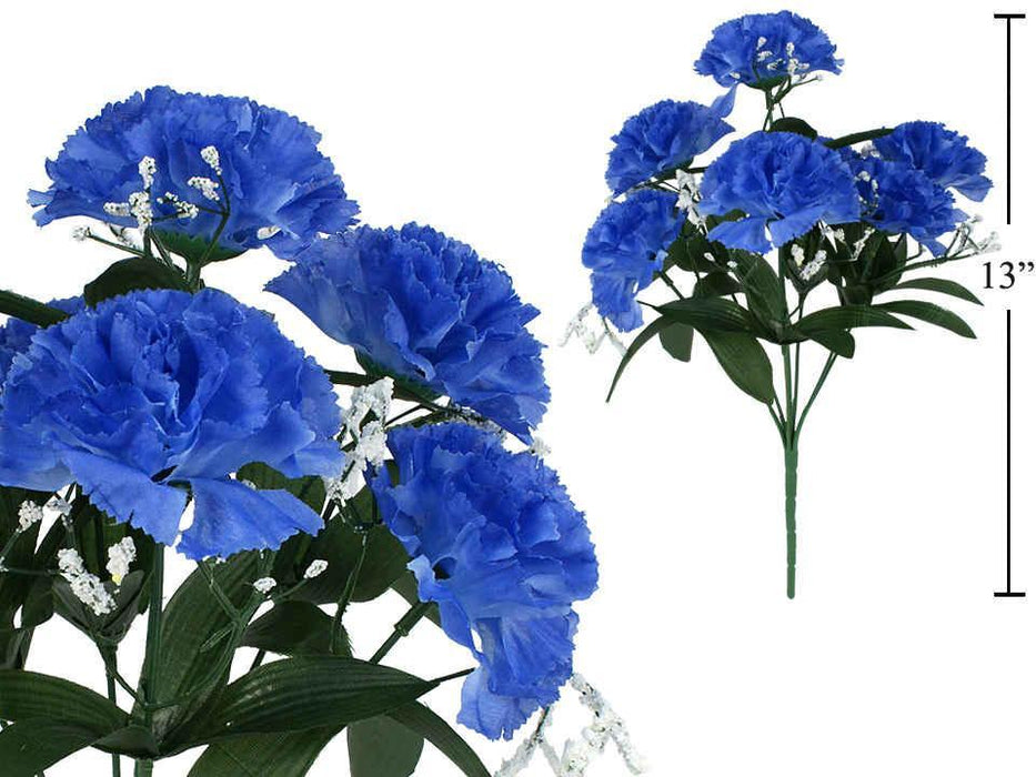 BLUE CARNATIONS WITH BABY BREATH