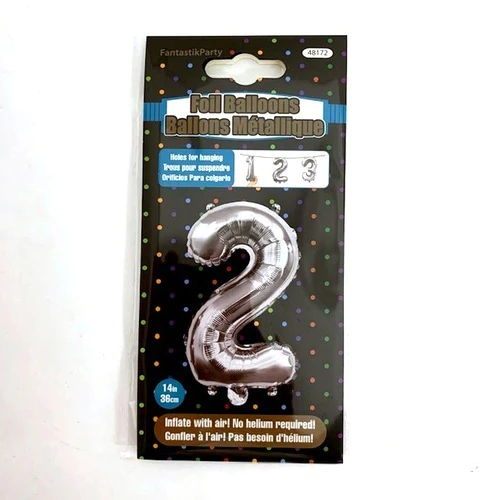 14" SILVER BALLOON FOIL NUMBER