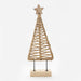 A decorative rope-wrapped Christmas tree with a wooden star on top and a light wood base, displayed against a plain light gray background.