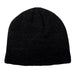 Black knit beanie on a white background
