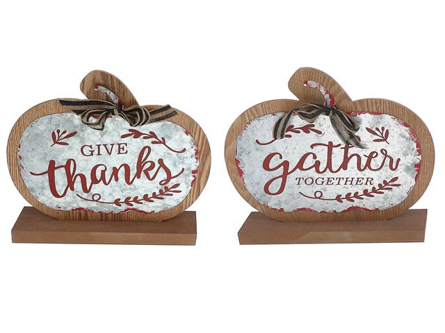 GIVE THANKS PUMPKIN SHELF SITTER 11.80 × 2.95 × 11 in