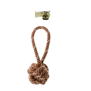 ROPE-BALL DOG TOY BROWN, CM, DISC