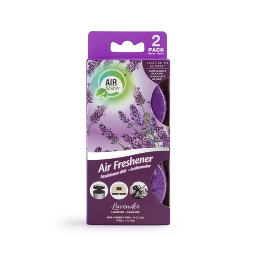 Air freshener packaging with lavender scent on a white background