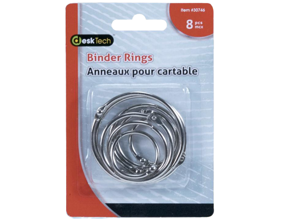 BINDER RINGS 8 PCS ASSORTED SIZES