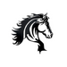 Black metal horse head wall art with flowing mane, 15.75 x 14.20 inches