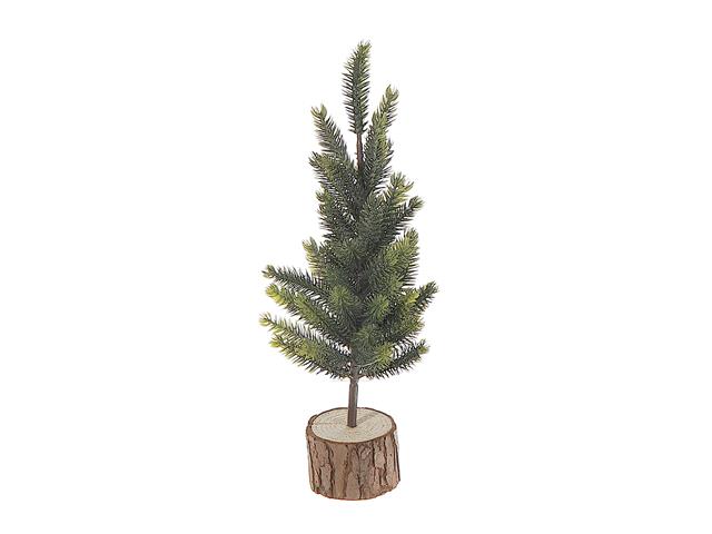 PINE TREE WITH WOODEN LOG BASE 12"