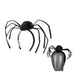 Black spider-themed headband costume accessory with a fuzzy spider body and long thin legs, shown on a plain white background with a smaller inset view mounted on a mannequin head.