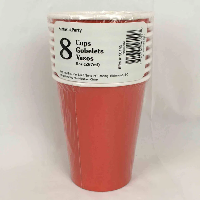 9OZ PAPER CUP - RED 8PK