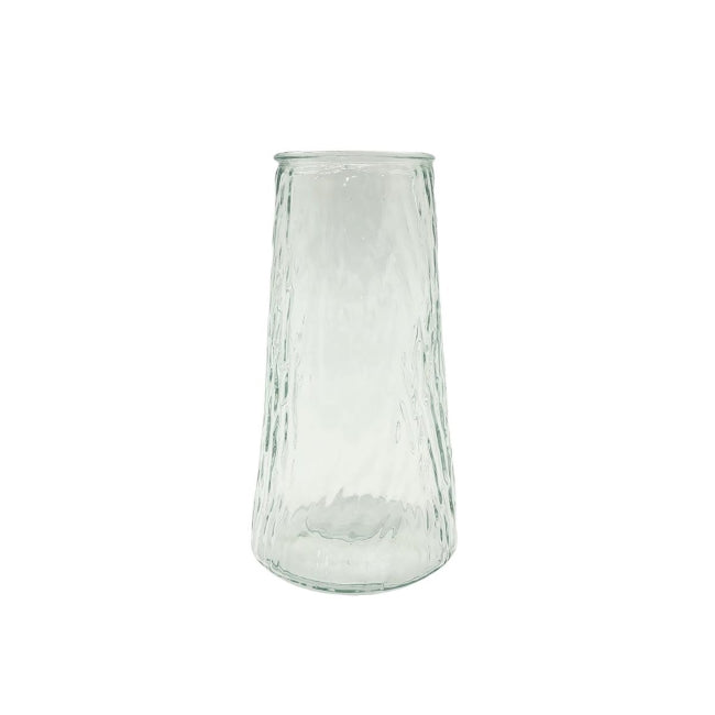 TEXTURED STRAIGHT GLASS VASE