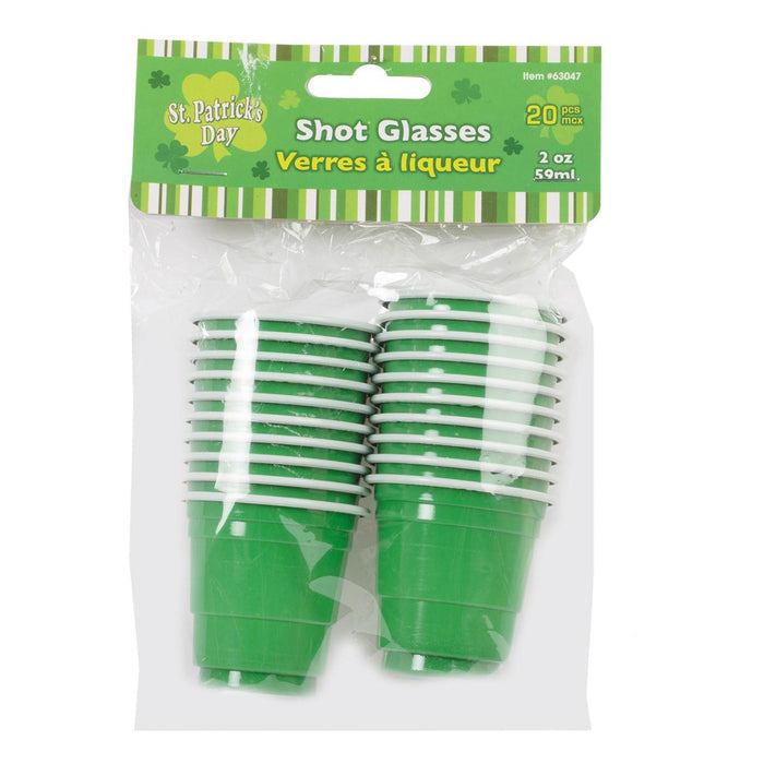 ST. PATRICKS DAY SHOT GLASS GREEN 20pc