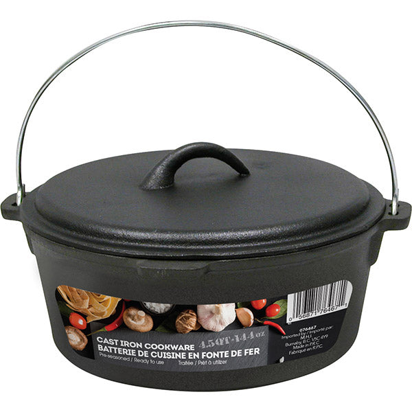 DUTCH OVEN CAST IRON PRESEASONED - 4.5QT
